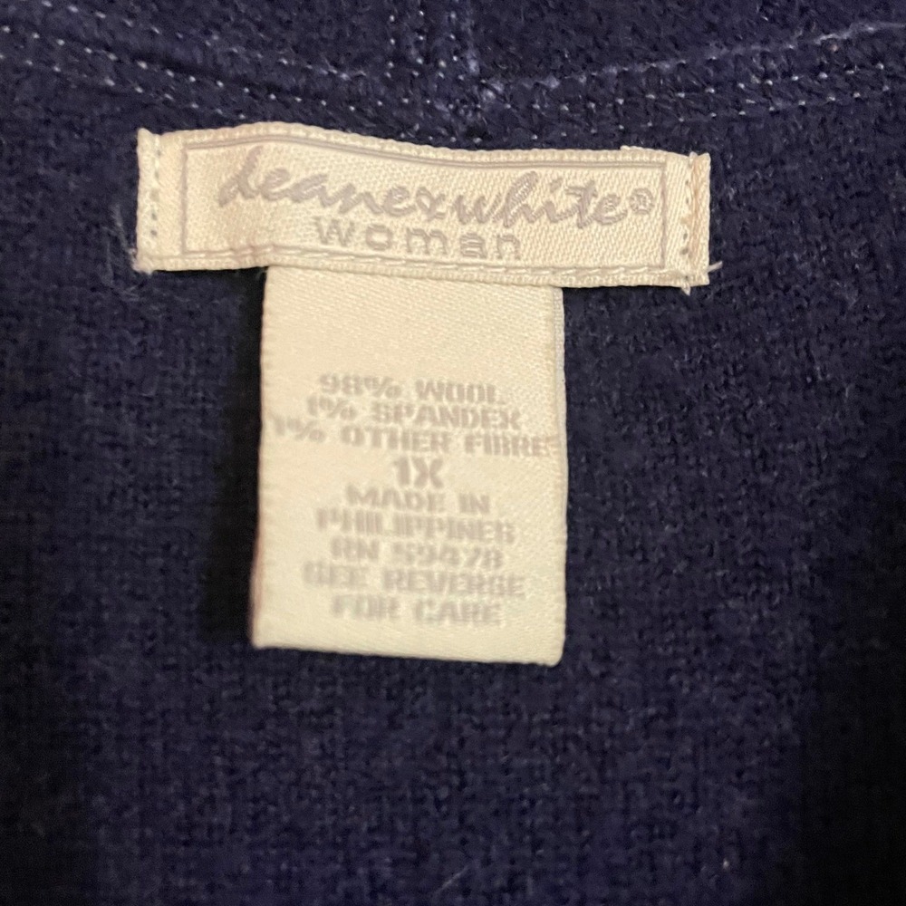 Deane & White Woman Blue Cardigan Sweater 1X Wool Blend Layering Comfort Career - Picture 6 of 7